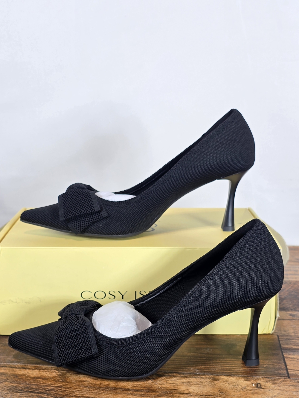 Cosy Island Classic Black Pointed Toe Pumps with Bow Detail Size 8.5 - Picture 2 of 16